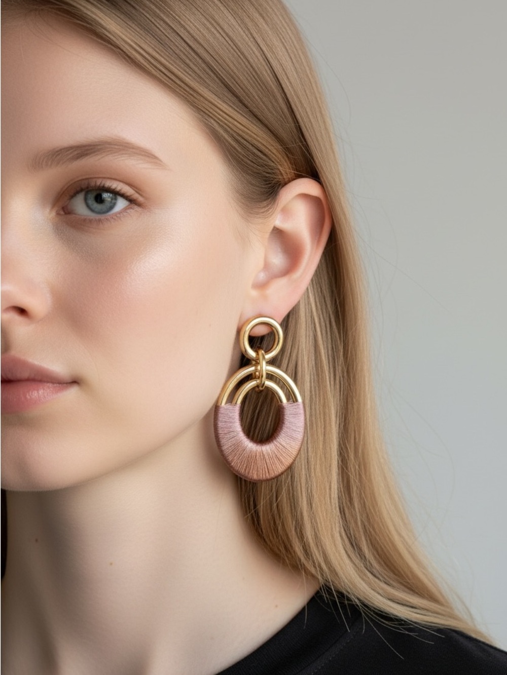 10/10 Gold and Blush Pink Statement Drop Earrings - Elegant Women's Jewelry